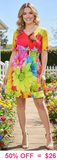 Colorful Flower dress with gathered waist