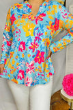Turquoise Floral long sleeve top