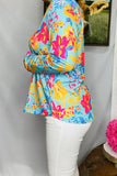 Turquoise Floral long sleeve top