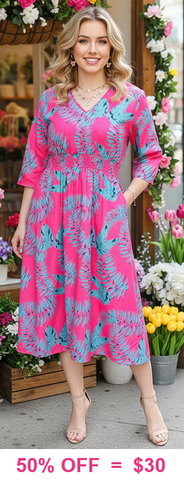 Pink & Turquoise tropical dress
