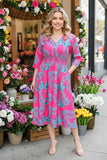 Pink & Turquoise tropical dress