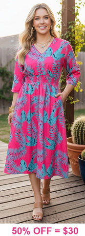 Pink & Turquoise tropical dress