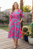Pink & Turquoise tropical dress