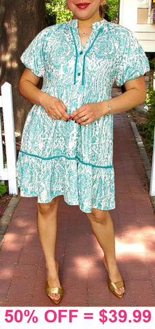 3X Turquoise Paisley Dress
