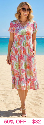 Colorful Tropical print Maxi dress