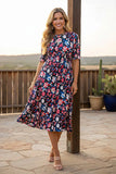 Red, White and Blue Floral Dress with pockets