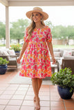 Pink & Orange Floral dress w/ pockets
