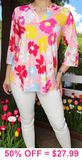 Pink flower v-neck top