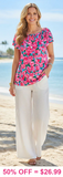 Pink Floral On or Off The Shoulder Long Top