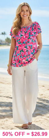 Pink Floral On or Off The Shoulder Long Top