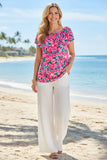 Pink Floral On or Off The Shoulder Long Top