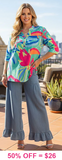 Blue & Green baby doll blouse - Loose Fit