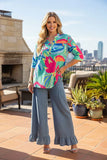 Blue & Green baby doll blouse - Loose Fit