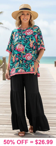 Floral Poncho Style Tunic Top