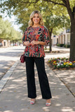 Paisley peplum top lace up neckline