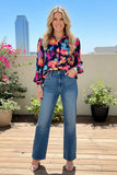 Black & Colorful print long sleeve top - Loose Fit