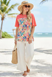 Orange short sleeve floral top