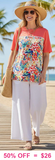 Orange short sleeve floral top