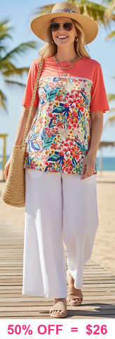 Orange short sleeve floral top