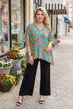 Turquoise paisley poncho top