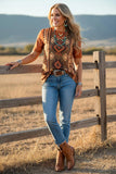 Rust tribal short sleeve top