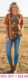 Rust tribal short sleeve top