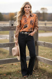 Western Top leopard long sleeves