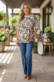Cream Brown paisley print top