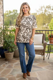Cream Brown paisley print top