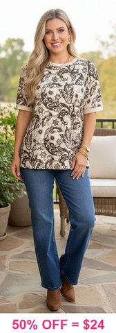 Cream Brown paisley print top