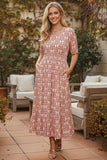 Terracotta Ivory Medallion printed dress