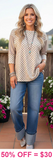 Checkered 3/4 sleeve top