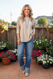 Checkered 3/4 sleeve top