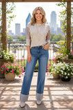 Checkered 3/4 sleeve top