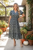 New Navy White Midi Dress