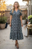 New Navy White Midi Dress