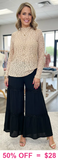 Cream Floral Mesh long sleeve top