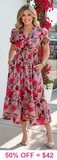 Mauve Floral v-neck midi dress
