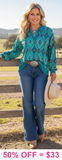 Turquoise tribal collar top