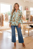 Light Blue, Floral, V-neck top