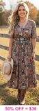 Western print midi dress