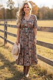 Western print midi dress