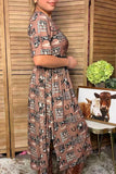 Western print midi dress