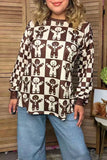 Gingerbread Brown checkered long sleeve top
