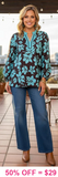 Turquoise Floral brown blouse