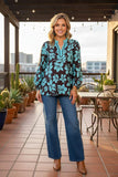 Turquoise Floral brown blouse