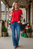 Red Top with Green Santa sleeves