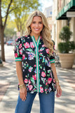 Floral Blouse with striped details