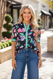 Floral Blouse with striped details