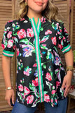 Floral Blouse with striped details